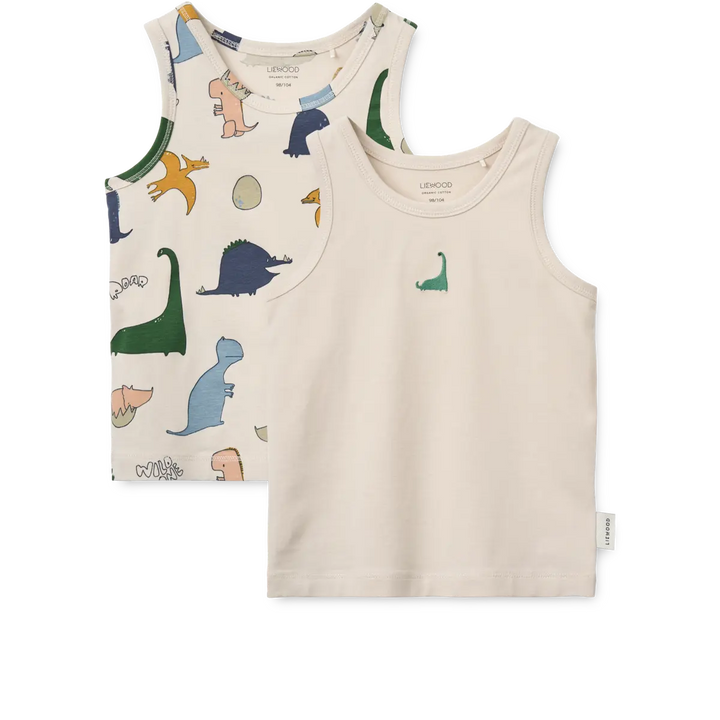 Blue Almonds Ltd Faris Tank Tops 2-Pack - Dino Roar / Sandy Mix Liewood