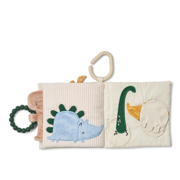 Fey Dino Roar Baby Fabric Book - Dino Roar / Dove Blue