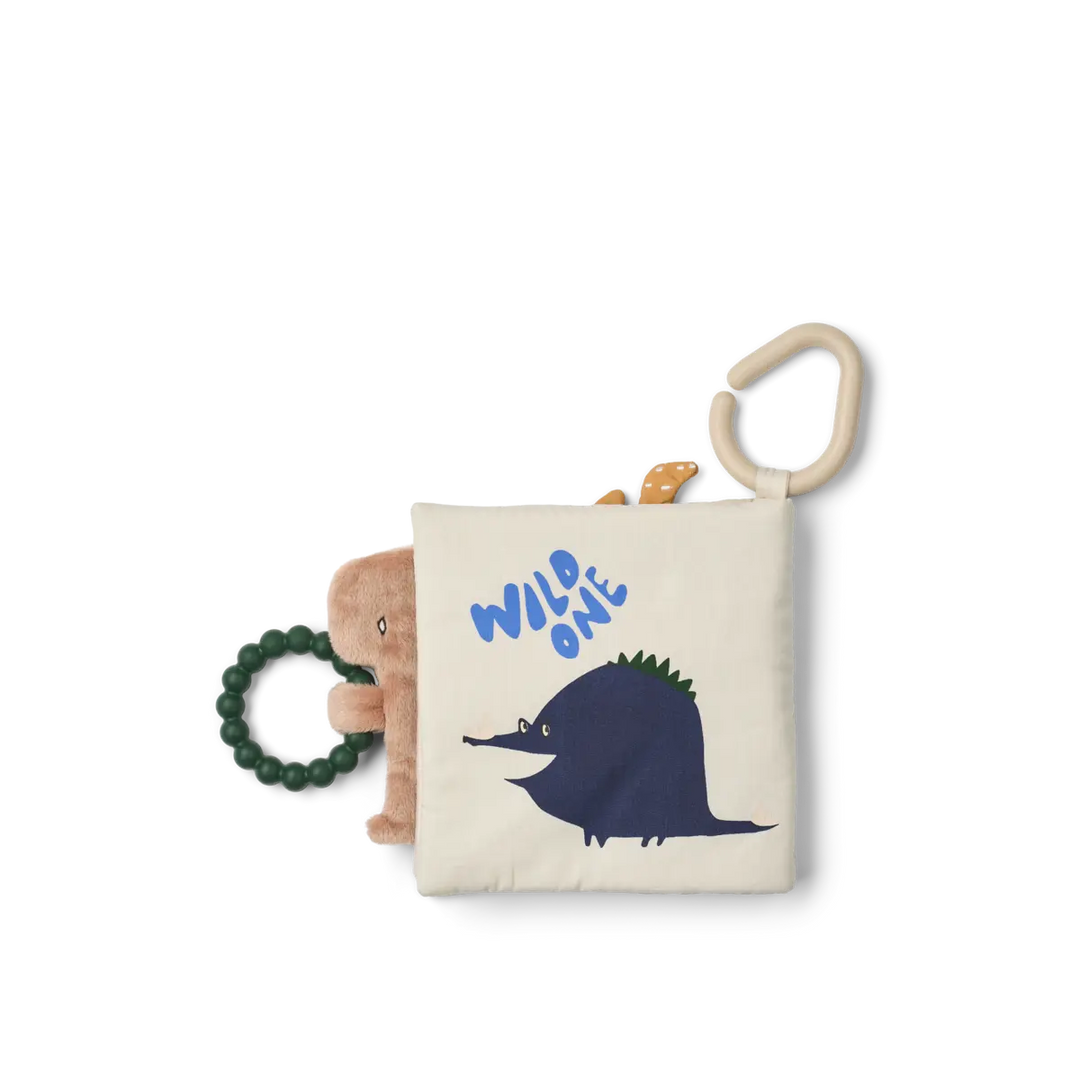 Fey Dino Roar Baby Fabric Book - Dino Roar / Dove Blue