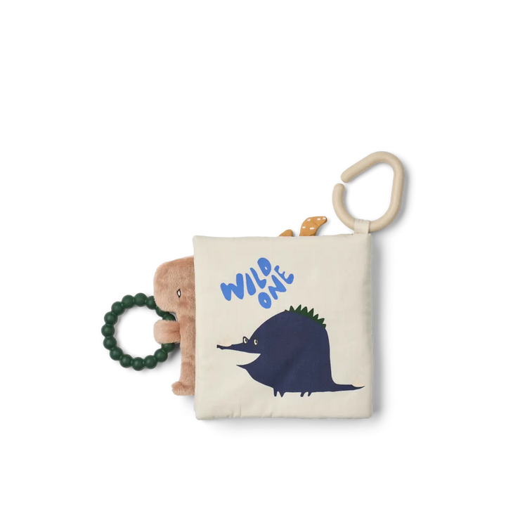 Fey Dino Roar Baby Fabric Book - Dino Roar / Dove Blue