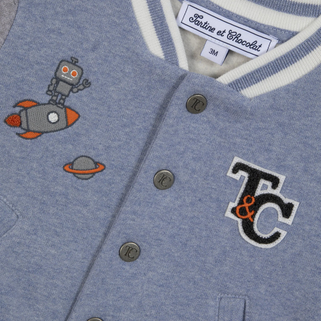 Blue Almonds Ltd GILETSWEAT2 – Bleu grisé – CB17011 Tartine et Chocolat