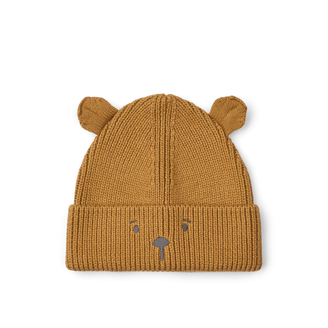 Blue Almonds Ltd Gina Bear Embroidery Beanie - Golden Caramel Liewood