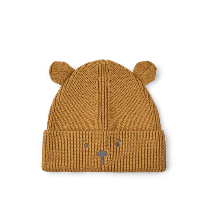 Blue Almonds Ltd Gina Bear Embroidery Beanie - Golden Caramel Liewood