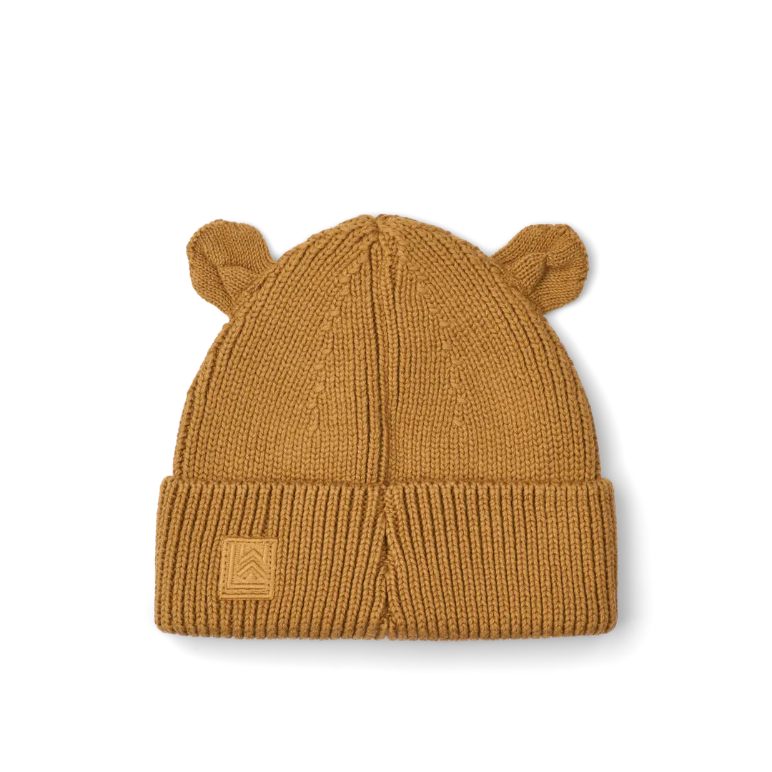 Gina Bear Embroidery Beanie - Golden Caramel