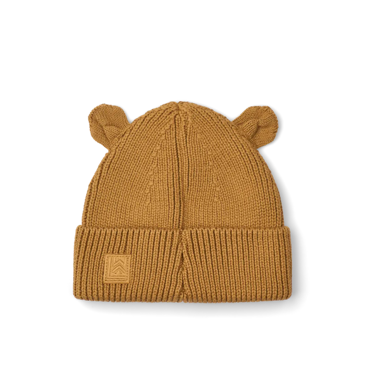 Gina Bear Embroidery Beanie - Golden Caramel