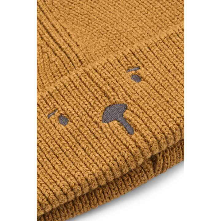 Gina Bear Embroidery Beanie - Golden Caramel