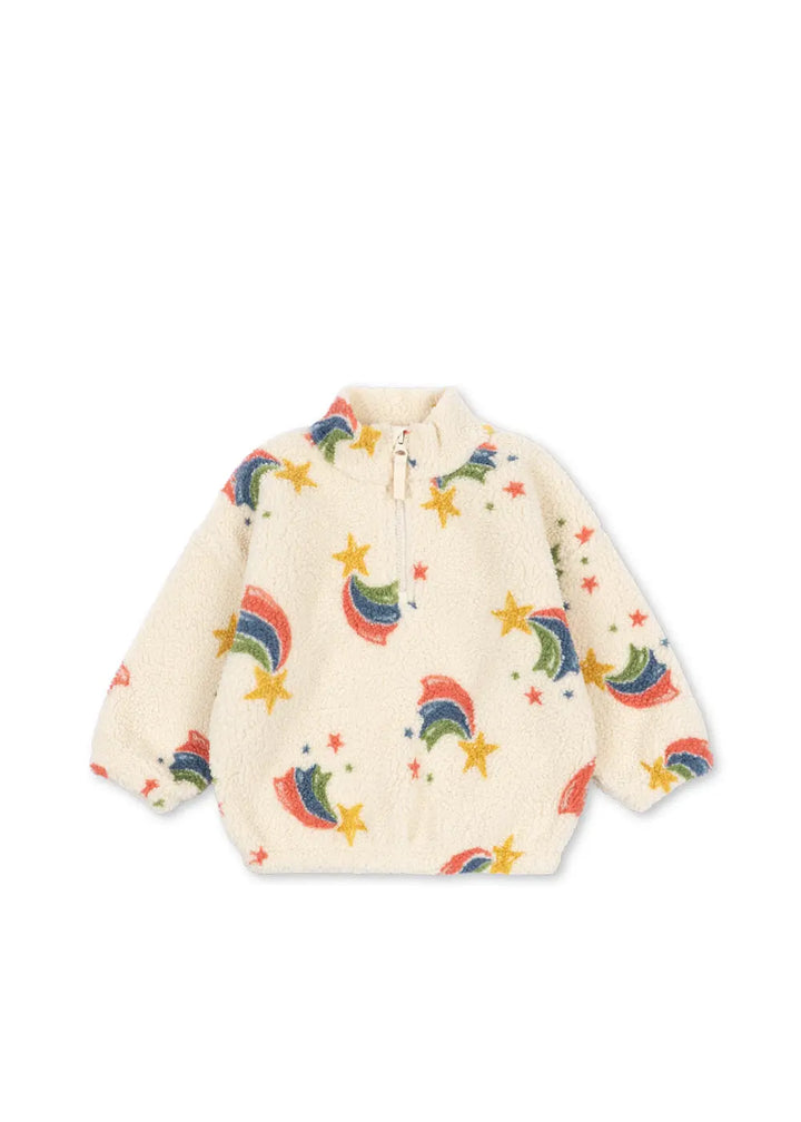 Blue Almonds Ltd Girls Jody Teddy Half-Zip - Rainbow Star Konges Sløjd