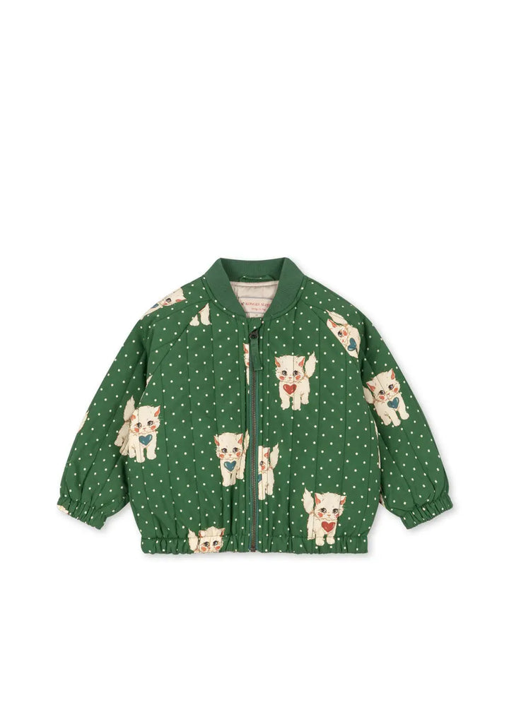 Blue Almonds Ltd Girls Juno Printed Bomber Jacket - Dot Miao Verde Konges Sløjd