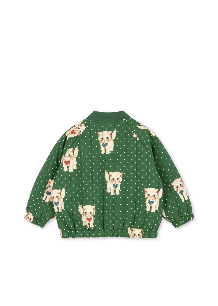 Blue Almonds Ltd Girls Juno Printed Bomber Jacket - Dot Miao Verde Konges Sløjd