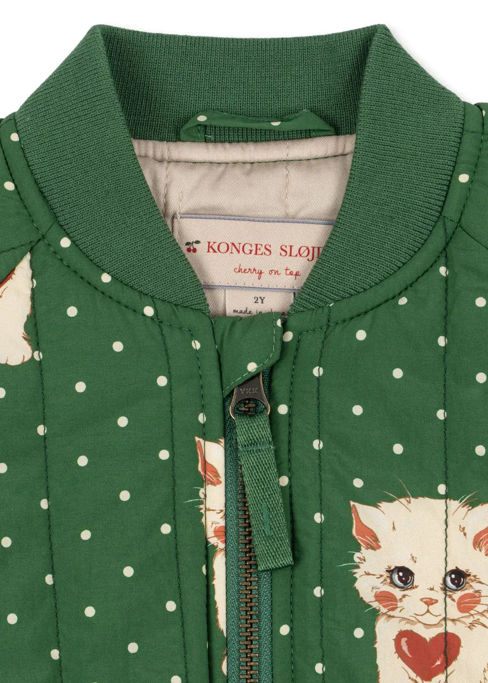 Blue Almonds Ltd Girls Juno Printed Bomber Jacket - Dot Miao Verde Konges Sløjd