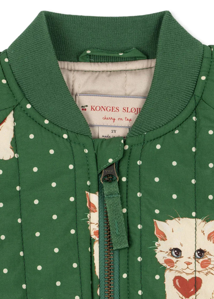 Blue Almonds Ltd Girls Juno Printed Bomber Jacket - Dot Miao Verde Konges Sløjd