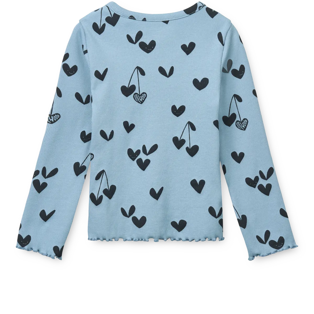 Girls Nieve Long Sleeve Rib T-Shirt - Sweethearts / Beach Blue