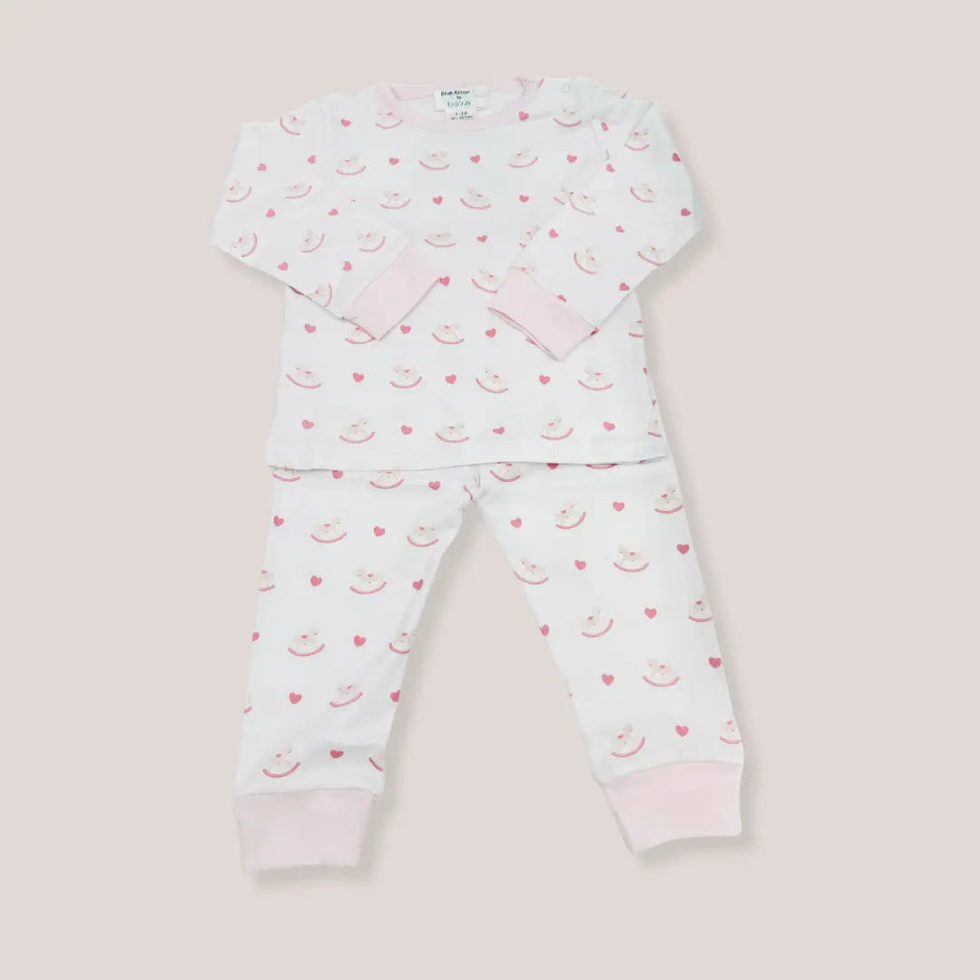 Blue Almonds Ltd Girls Pyjama Set - Pink Rocking Horse Blue Almonds X Lyda Baby