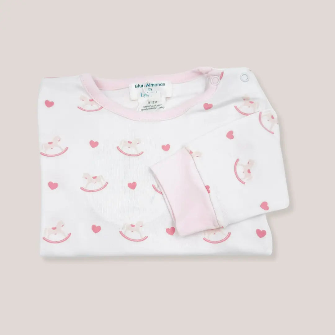 Blue Almonds Ltd Girls Pyjama Set - Pink Rocking Horse Blue Almonds X Lyda Baby