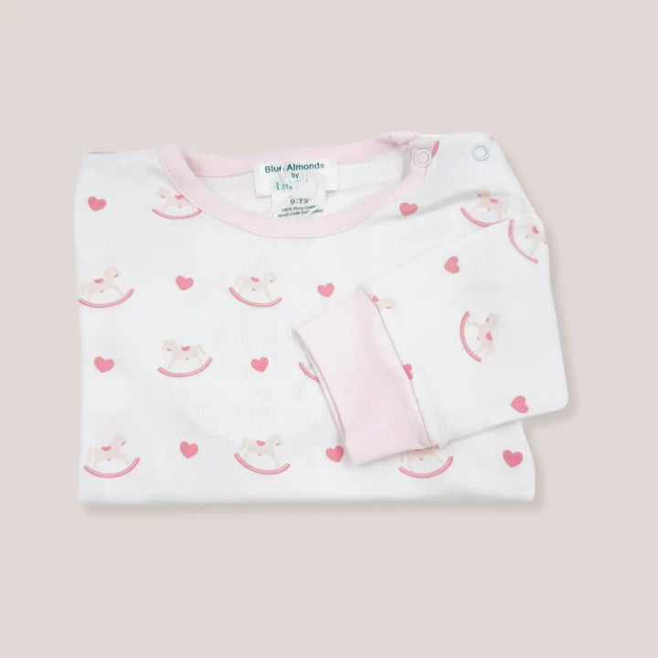 Blue Almonds Ltd Girls Pyjama Set - Pink Rocking Horse Blue Almonds X Lyda Baby