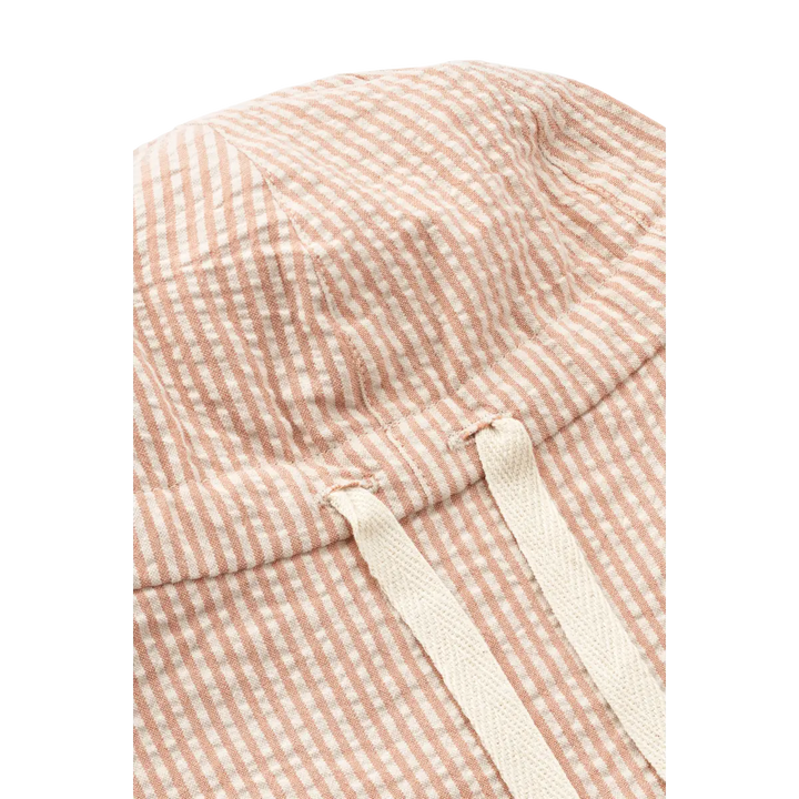 Blue Almonds Ltd Gorm Reversible Seersucker Sun Hat With Ears Y D Stripe - Tuscany rose Sandy Liewood