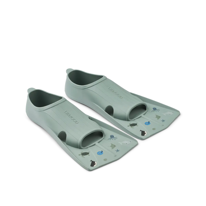 Blue Almonds Ltd Gustav Printed Swim Fins - Sea / Peppermint - UNISEX LIEWOOD