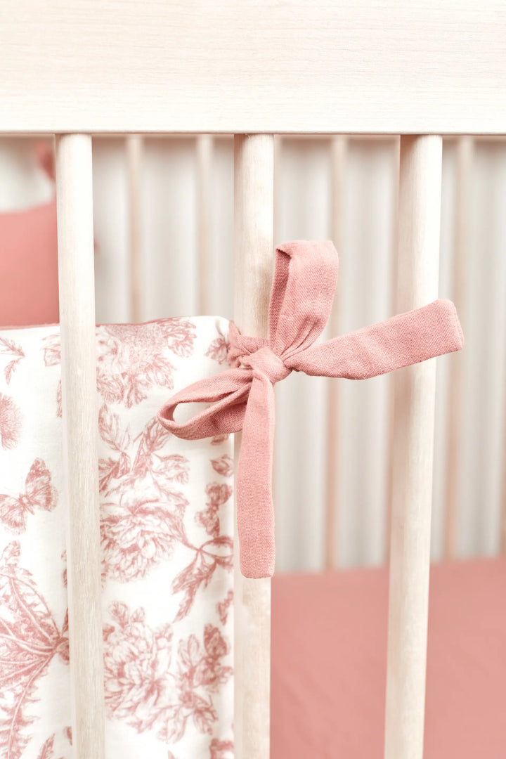 Baby Half Bed Bumper Toile De Jouy Pink Blue Almonds baby-half-bed-bumper-toile-de-jouy-pink-blue-almonds
