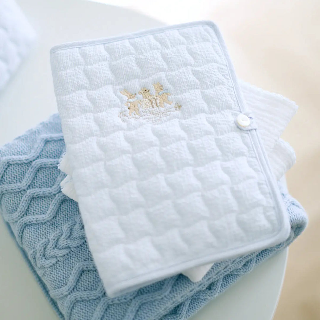 Blue Almonds Ltd Health book Cover - Quilted - Blue Garden Party Theophile & Patachou