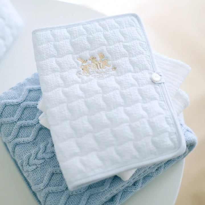 Blue Almonds Ltd Health book Cover - Quilted - Blue Garden Party Theophile & Patachou
