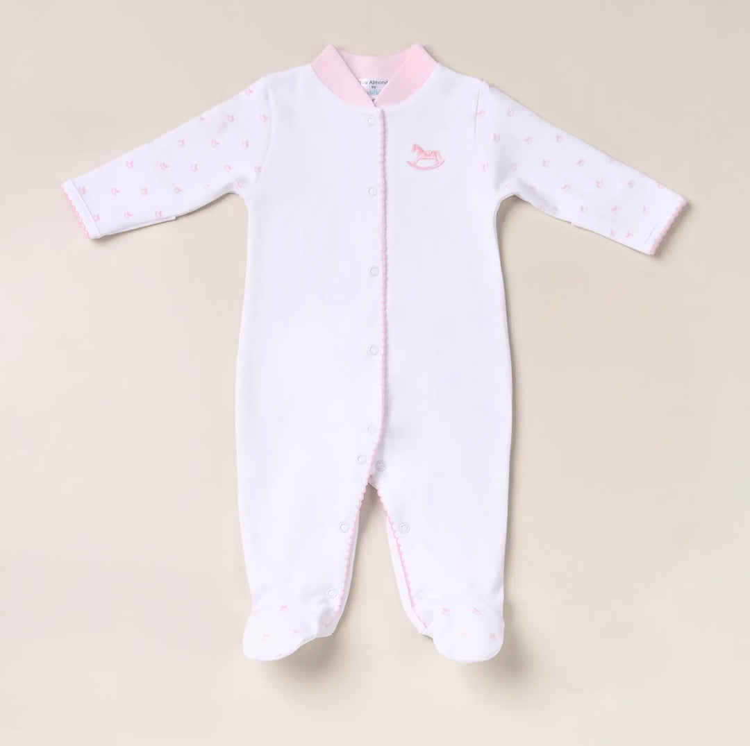 Blue Almonds Ltd Heritage Rocking Horse Babygrow – Pink Blue Almonds X Lyda Baby