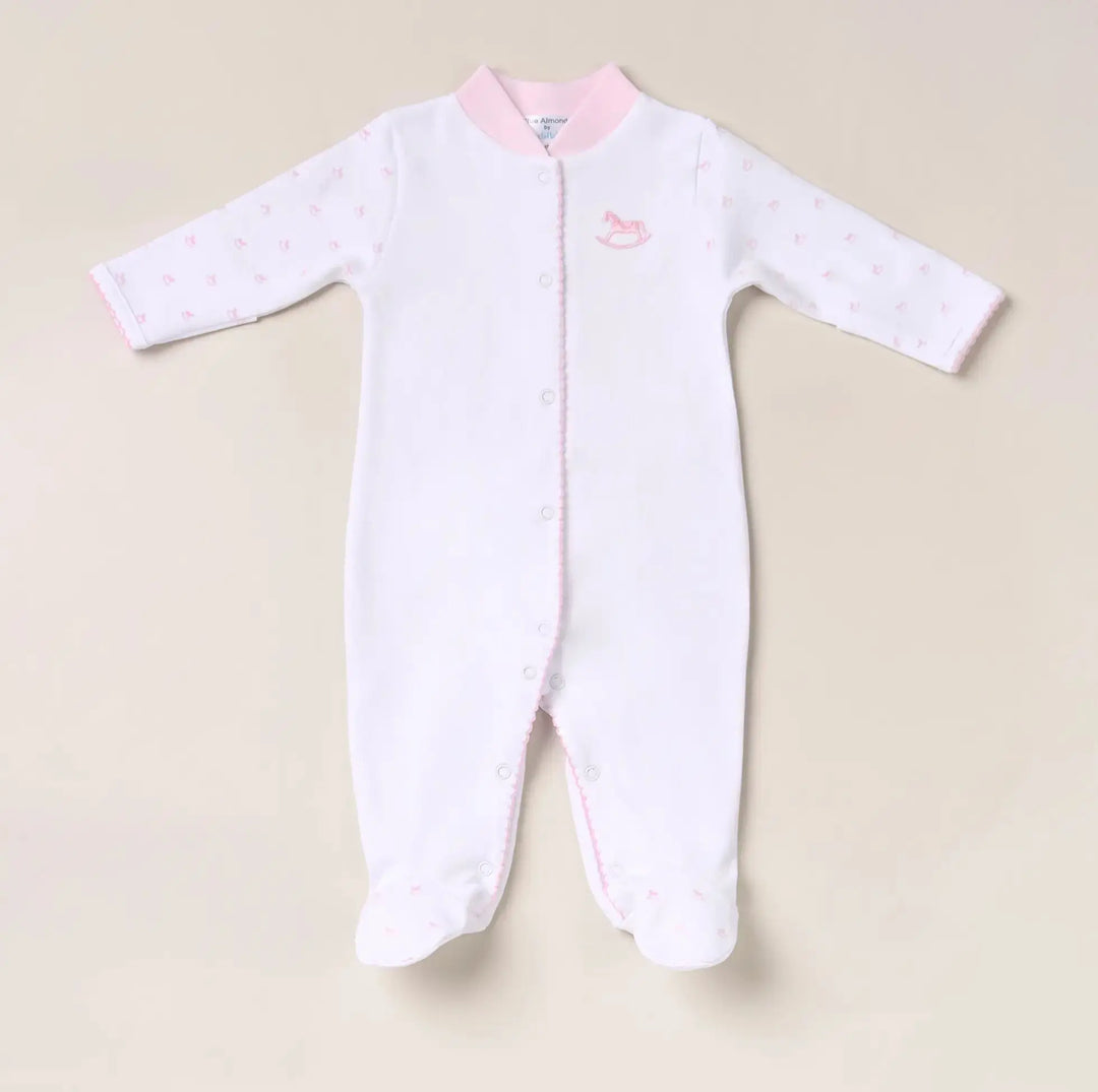 Blue Almonds Ltd Heritage Rocking Horse Babygrow – Pink Blue Almonds X Lyda Baby