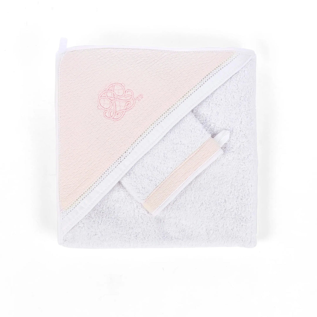 Blue Almonds Ltd Hooded Towel & Mitten - Cotton Pink Theophile & Patachou