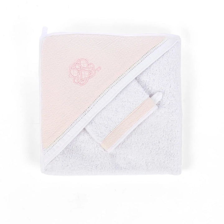 Blue Almonds Ltd Hooded Towel & Mitten - Cotton Pink Theophile & Patachou