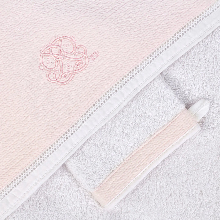 Blue Almonds Ltd Hooded Towel & Mitten - Cotton Pink Theophile & Patachou