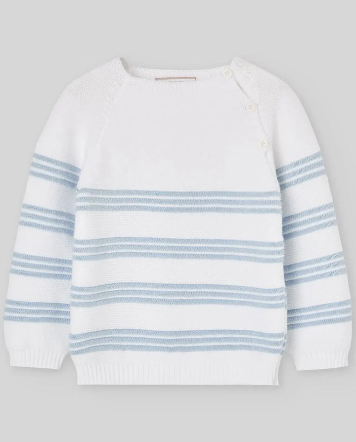 Blue Almonds Ltd KNIT INFANT BOY PULLOVER ESLORA - WhiteSky Blue Paz Rodriguez
