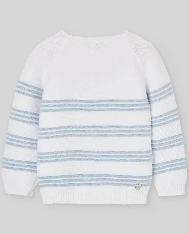 Blue Almonds Ltd KNIT INFANT BOY PULLOVER ESLORA - WhiteSky Blue Paz Rodriguez