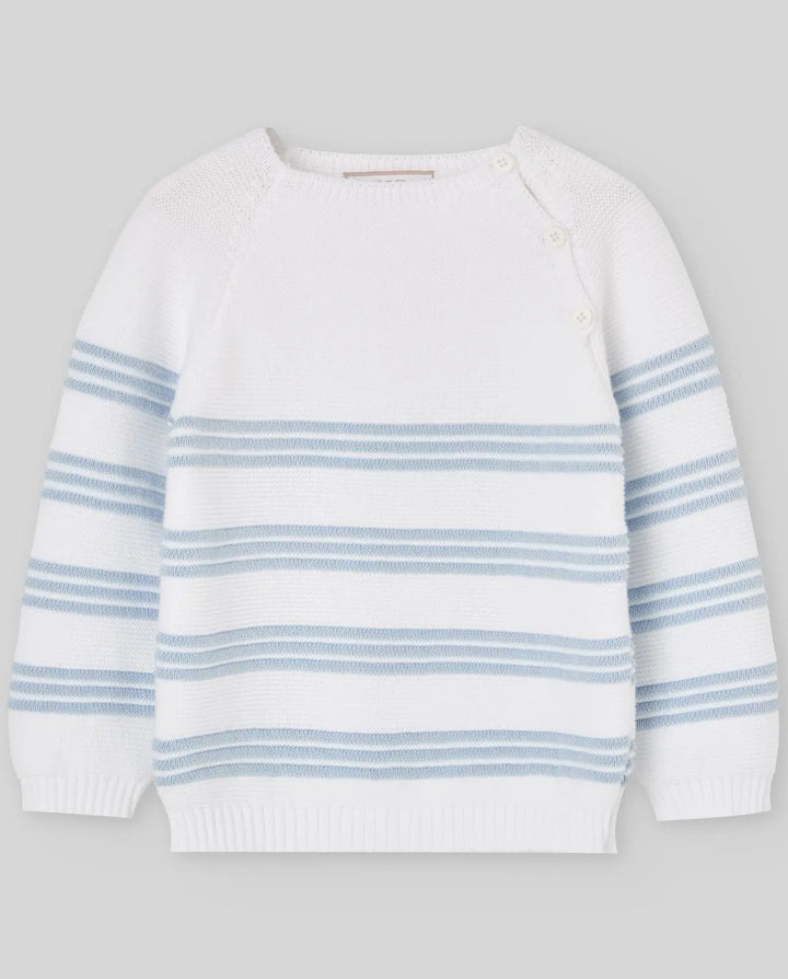 Blue Almonds Ltd KNIT INFANT BOY PULLOVER ESLORA - WhiteSky Blue Paz Rodriguez