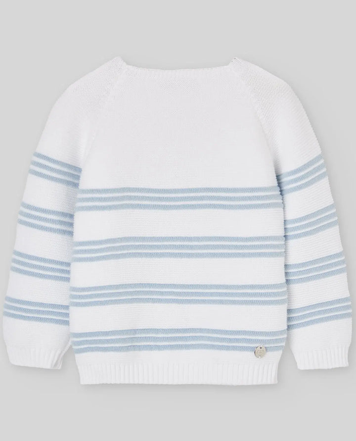 Blue Almonds Ltd KNIT INFANT BOY PULLOVER ESLORA - WhiteSky Blue Paz Rodriguez