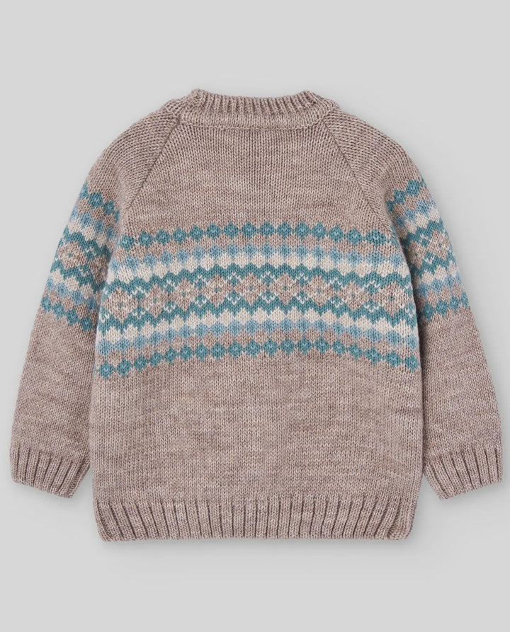 Blue Almonds Ltd KNIT INFANT GIRL PULLOVER POMPON - Hazelnut Paz Rodriguez