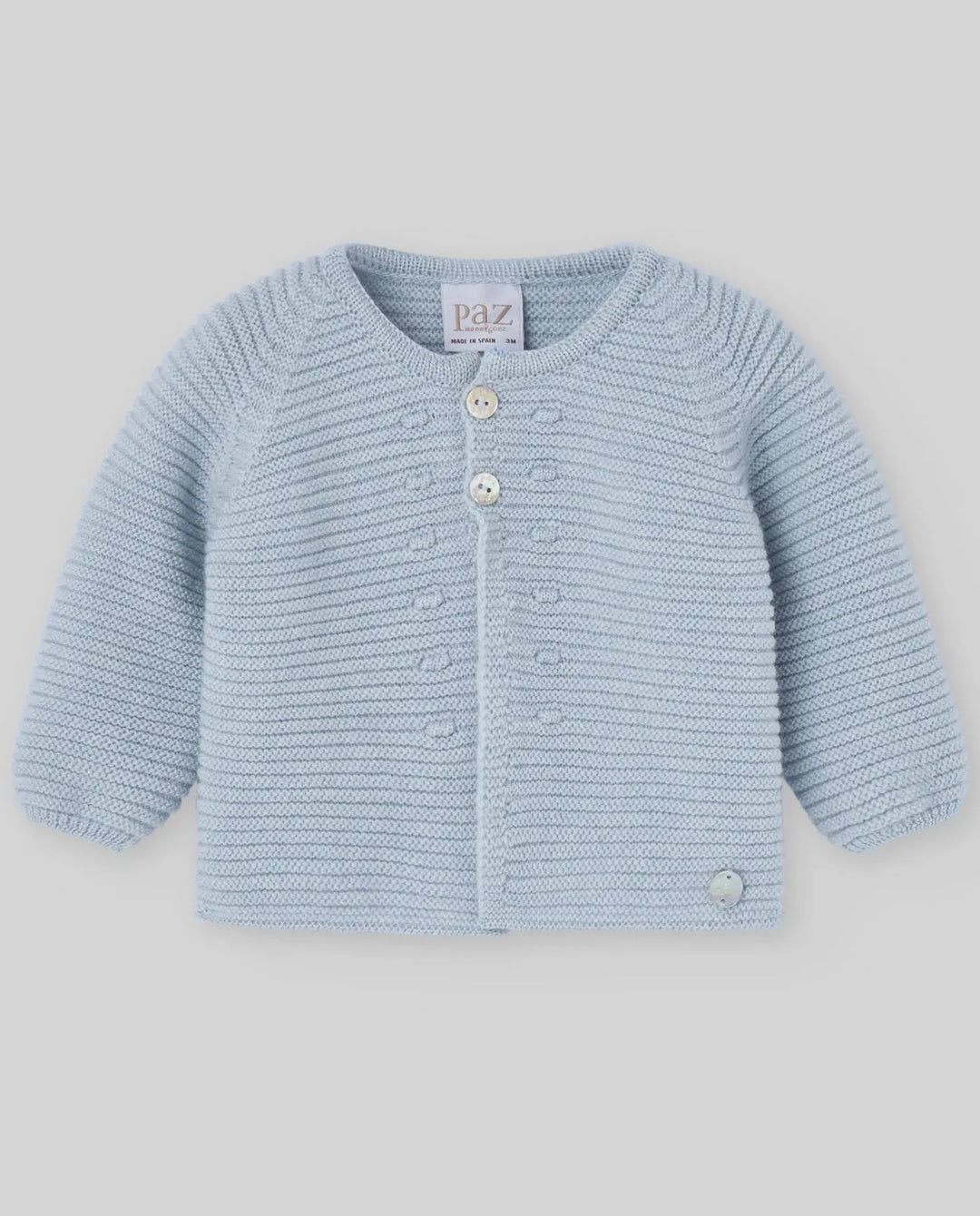 Blue Almonds Ltd KNIT NEWBORN CARDIGAN ESENCIAL - Chalk Blue Paz Rodriguez