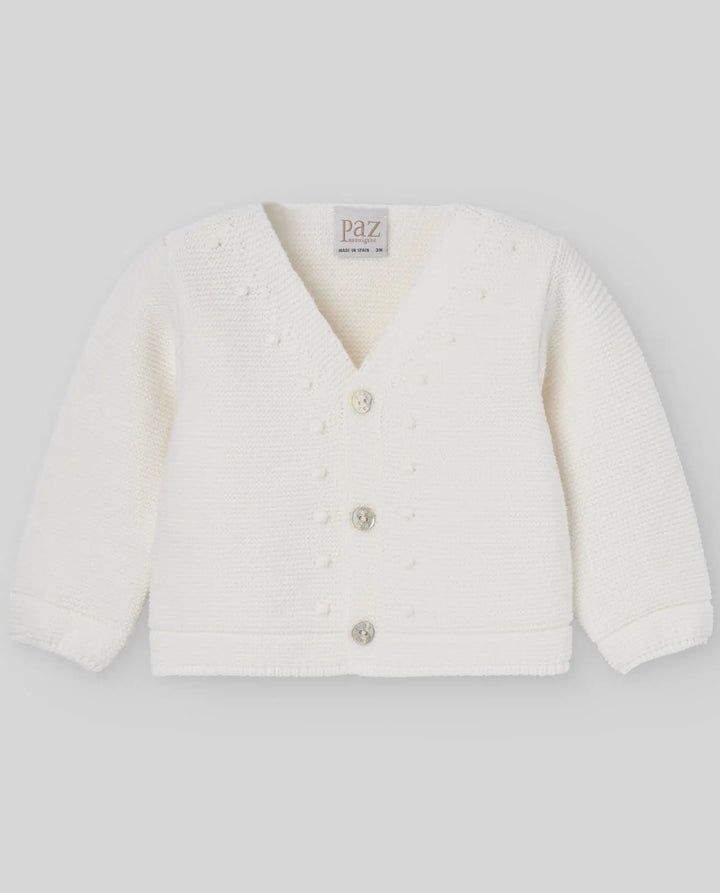 Blue Almonds Ltd KNIT NEWBORN CARDIGAN ESENCIAL - Cream Paz Rodriguez