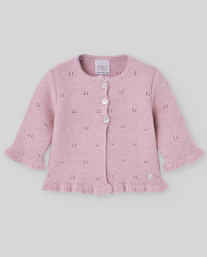Blue Almonds Ltd KNIT NEWBORN CARDIGAN  QUINTA - Powder Pink Paz Rodriguez