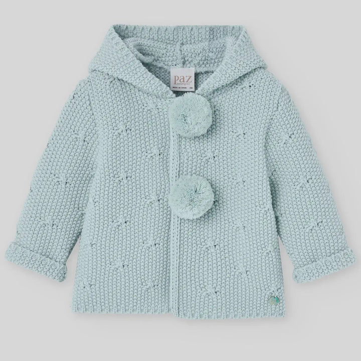 Blue Almonds Ltd KNIT NEWBORN COAT SEMILLA - Chalk Green Paz Rodriguez