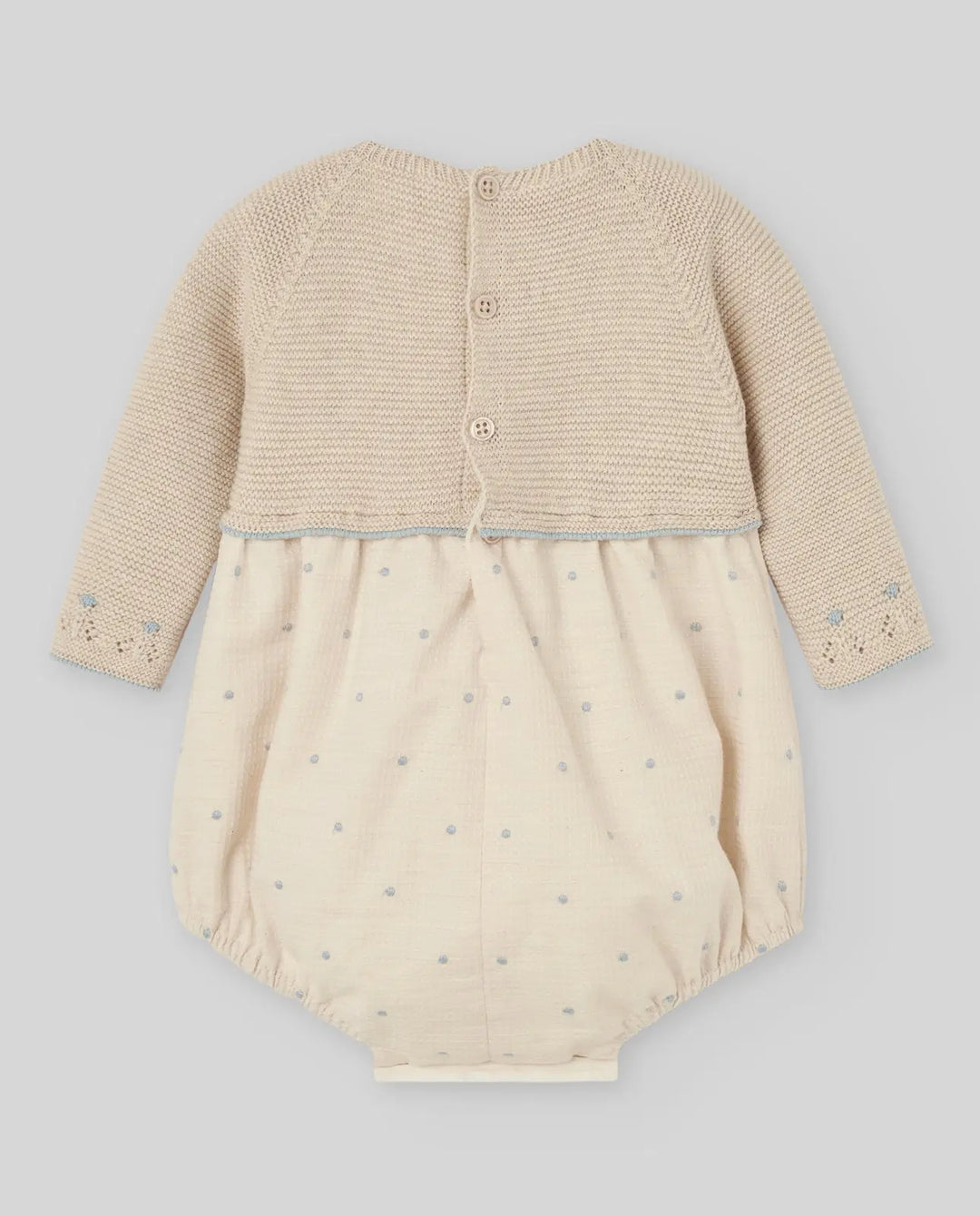 Blue Almonds Ltd KNIT NEWBORN ROMPER ALEGRIA - Light Brown/Chalk Blue Paz Rodriguez