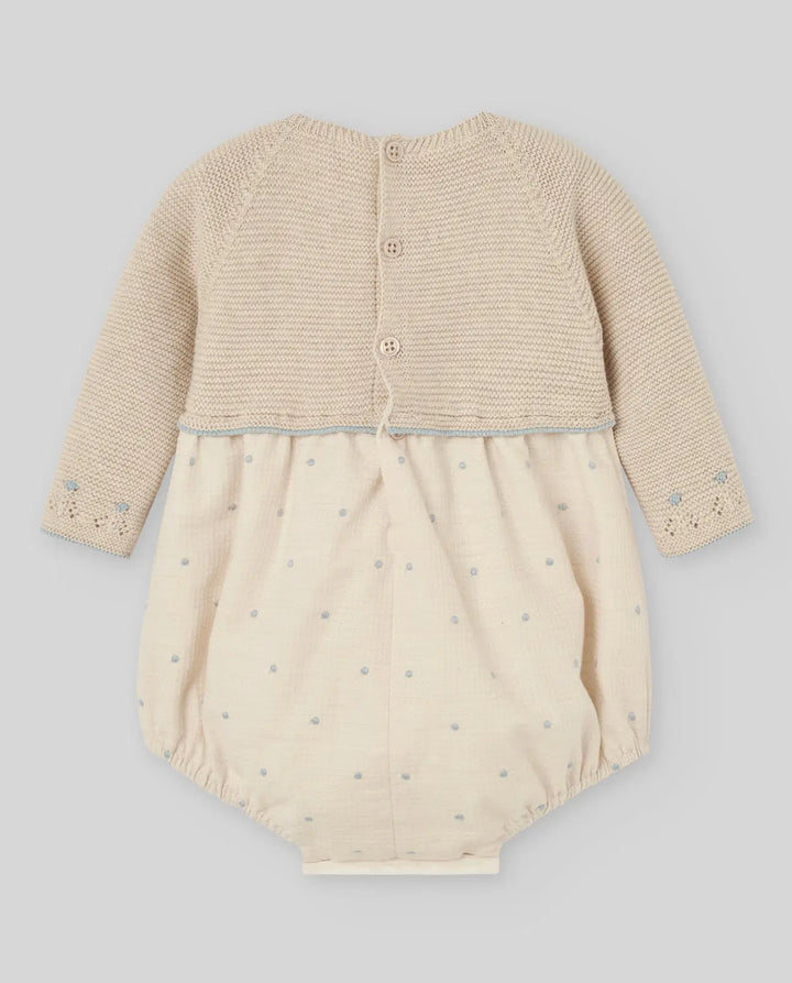 Blue Almonds Ltd KNIT NEWBORN ROMPER ALEGRIA - Light Brown/Chalk Blue Paz Rodriguez