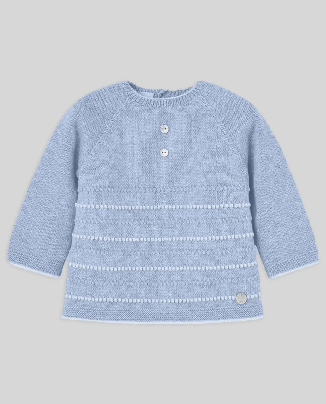 Blue Almonds Ltd KNIT NEWBORN SWEATER REGALO OI 25-26 - Chalk Blue/Cream Paz Rodriguez