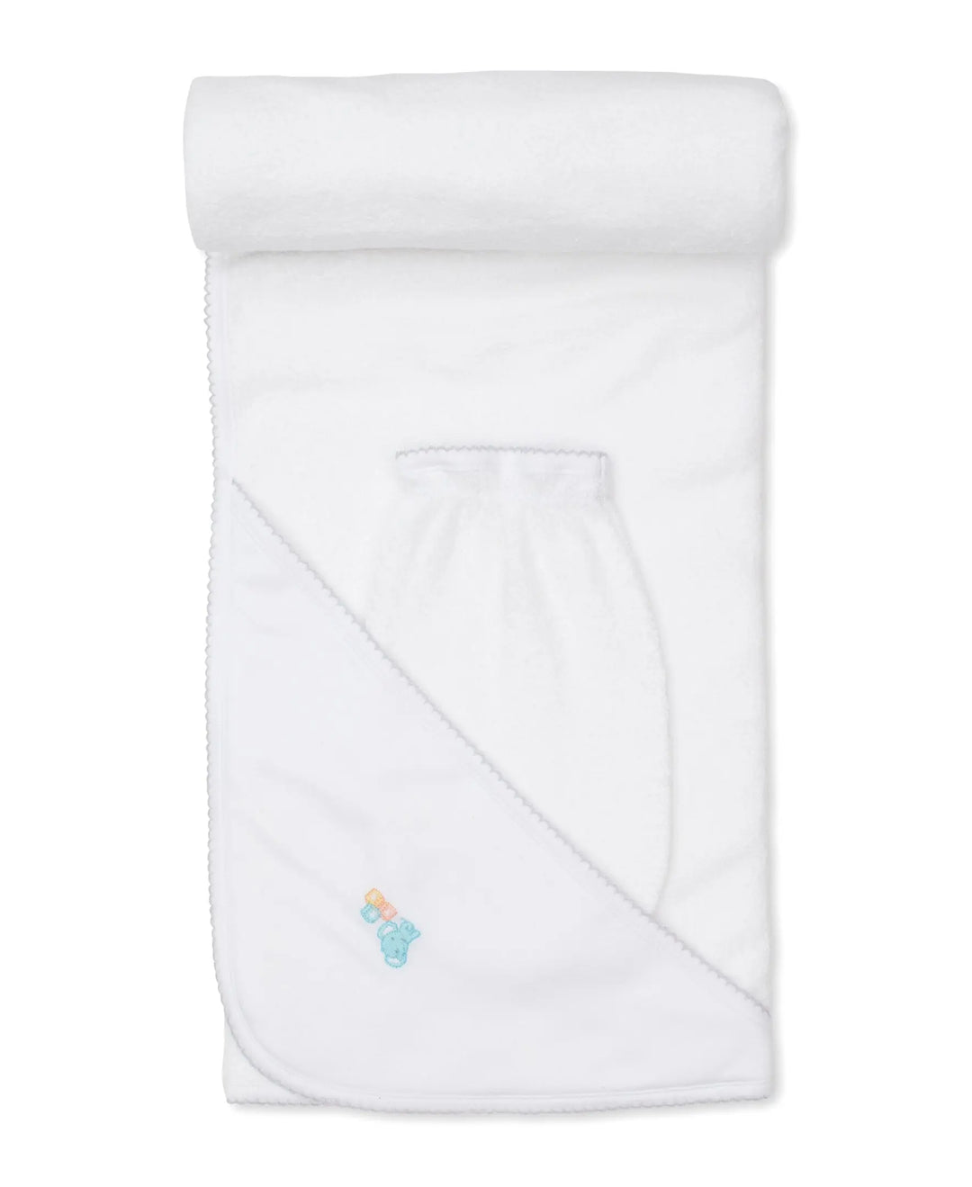 Baby Boys & Girls Hooded Towel & Mitt Set - Toy Shelf Treasures-Layette-Kissy Kissy-Blue Almonds-London-South Kensington