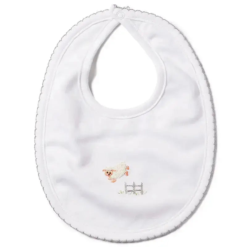Blue Almonds Ltd Baby embroidered bib - Sheep grey Lyda Baby