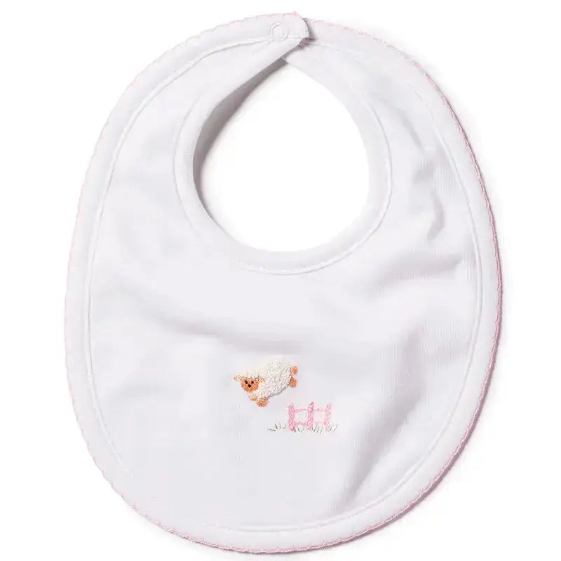 Blue Almonds Ltd Baby girls embroidered bib - Sheep pink Lyda Baby