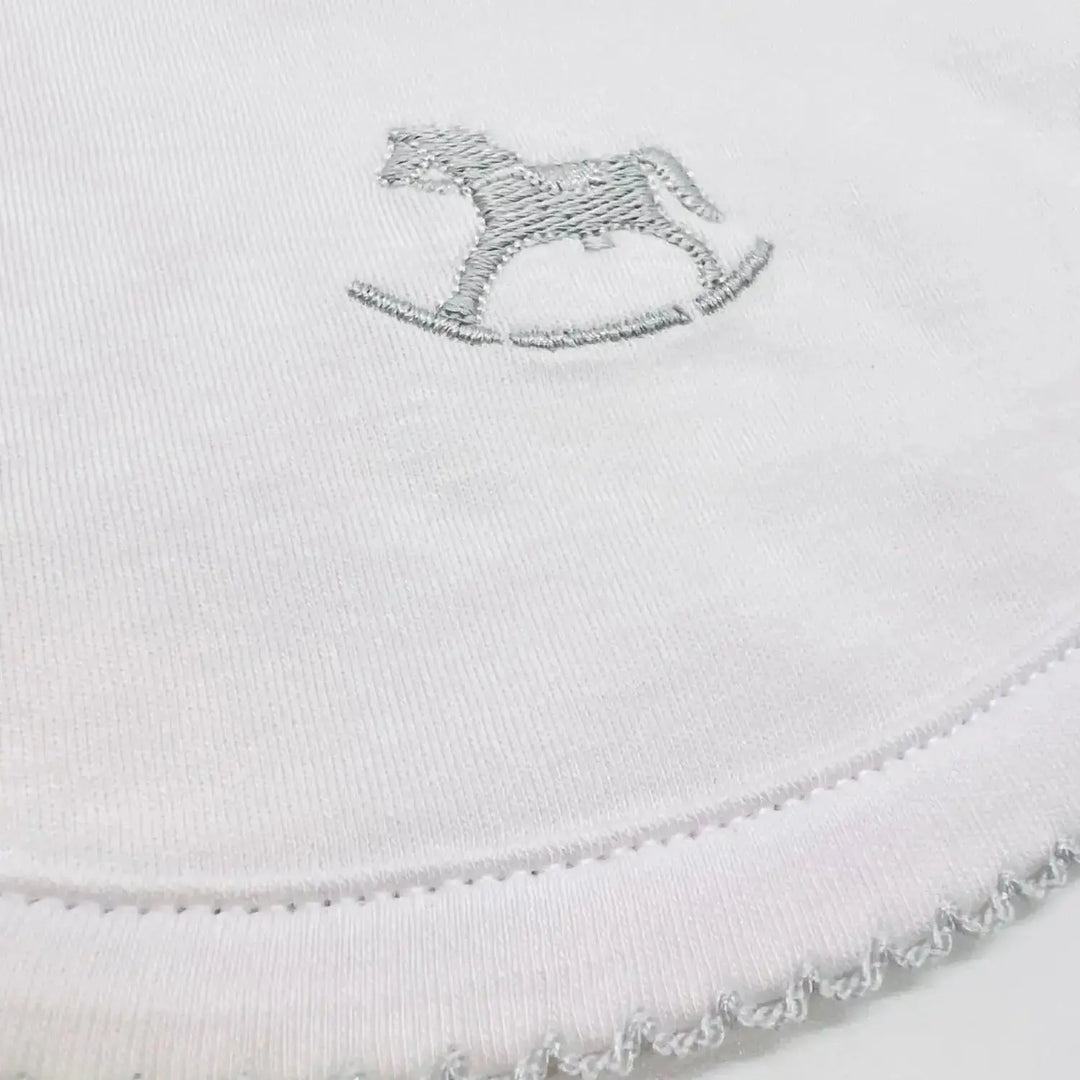 Blue Almonds Ltd Signature rocking horse bib grey Blue Almonds x Kissy Kissy