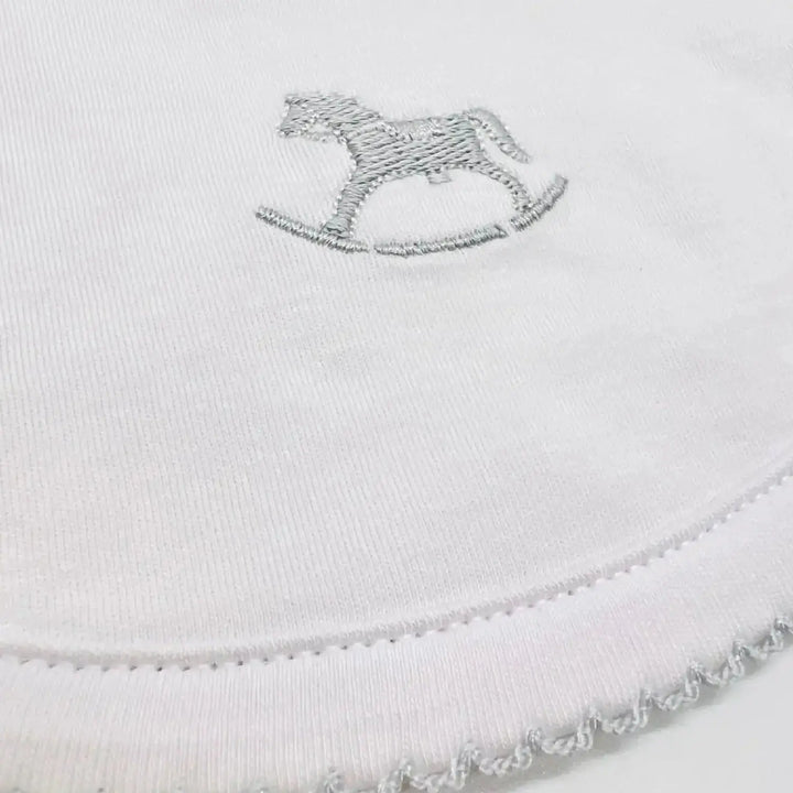 Blue Almonds Ltd Signature rocking horse bib grey Blue Almonds x Kissy Kissy