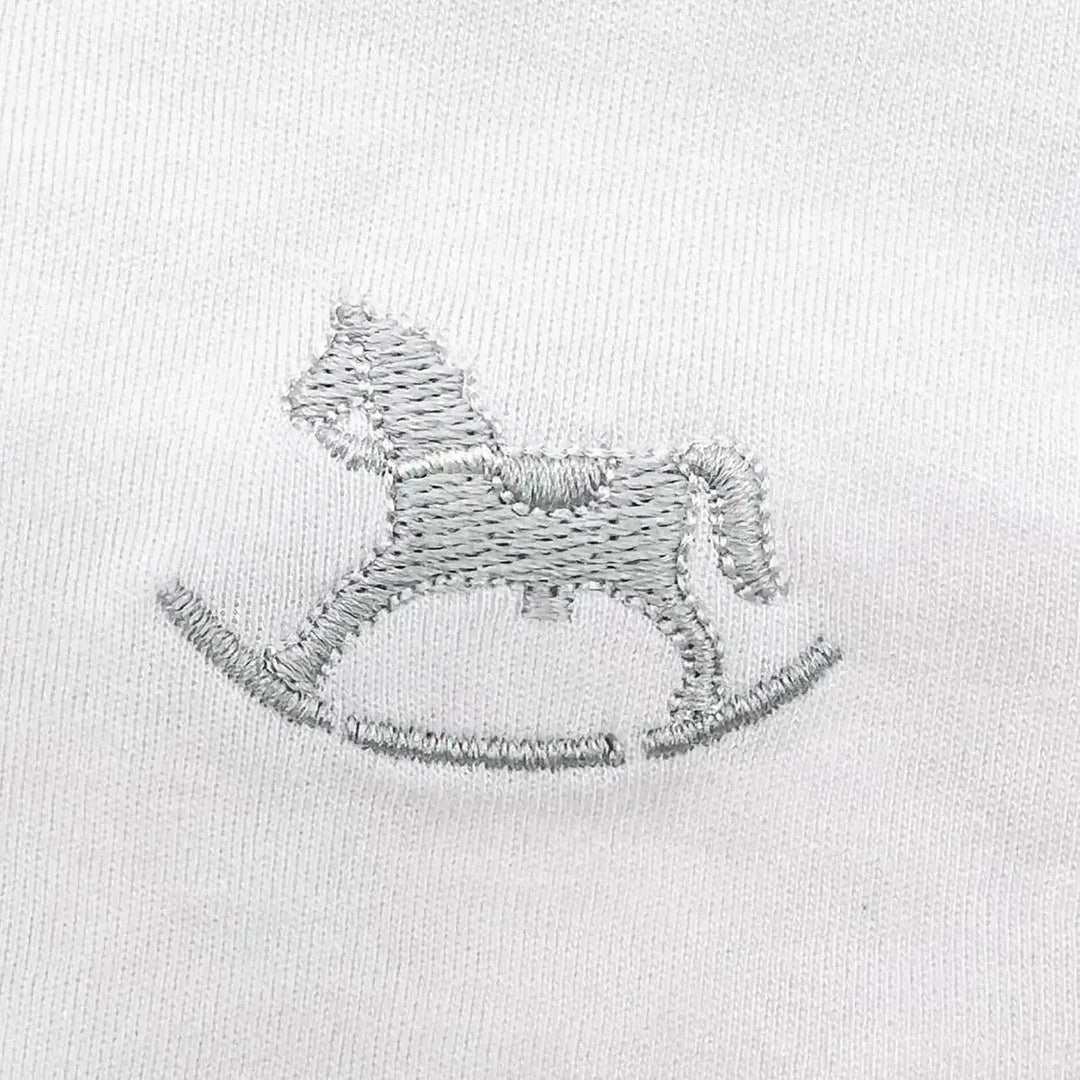 Blue Almonds Ltd Signature rocking horse footie grey Blue Almonds x Kissy Kissy