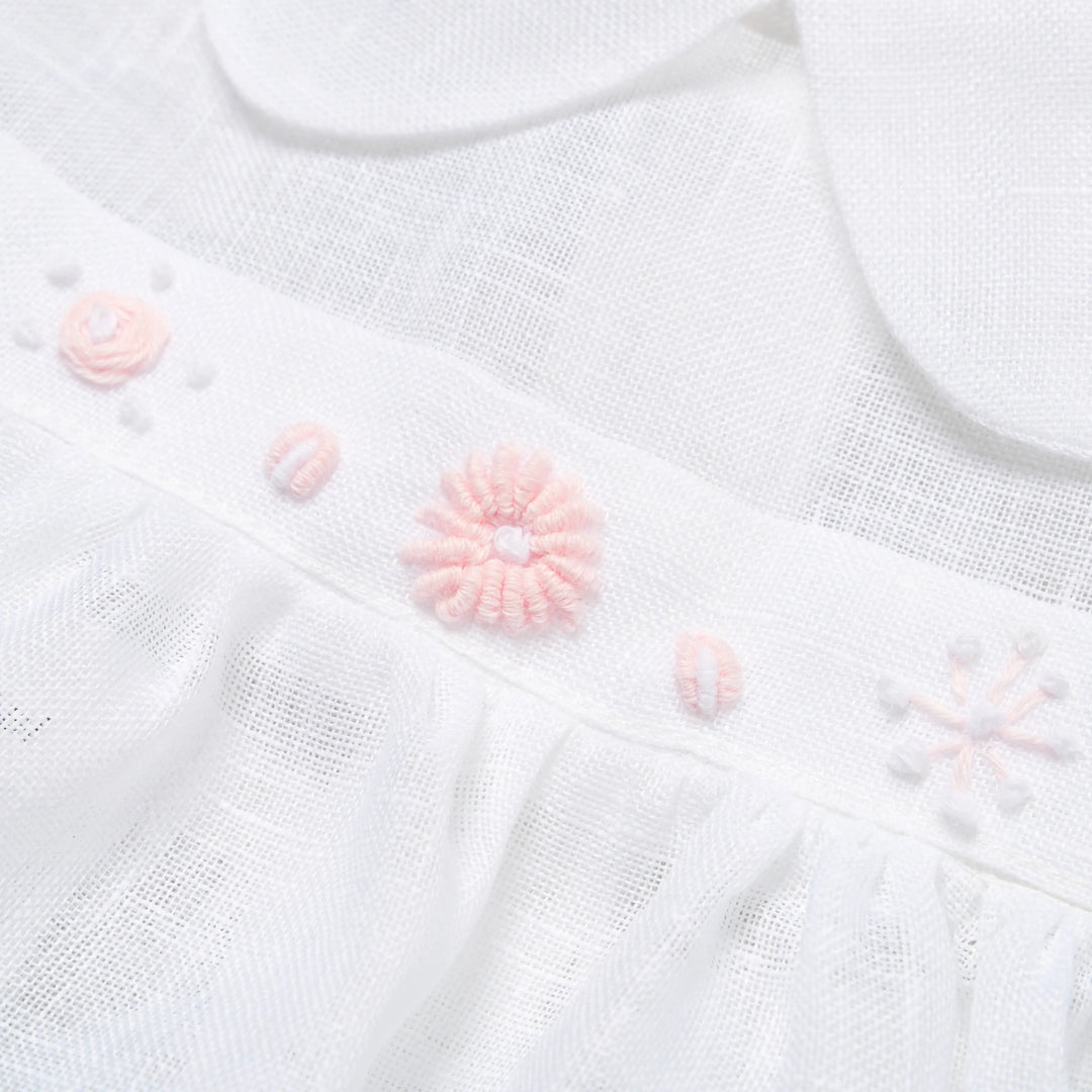 Blue Almonds Ltd Baby Girls linen Dress 'Fiori Rosa' Piccola Giuggiola