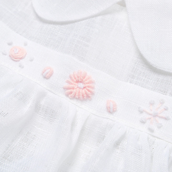Blue Almonds Ltd Baby Girls linen Dress 'Fiori Rosa' Piccola Giuggiola