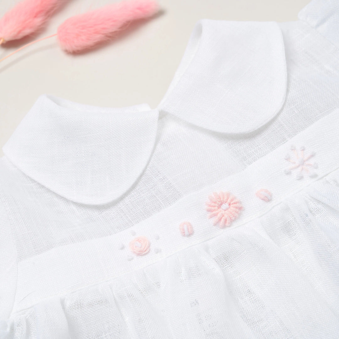 Blue Almonds Ltd Baby Girls linen Dress 'Fiori Rosa' Piccola Giuggiola